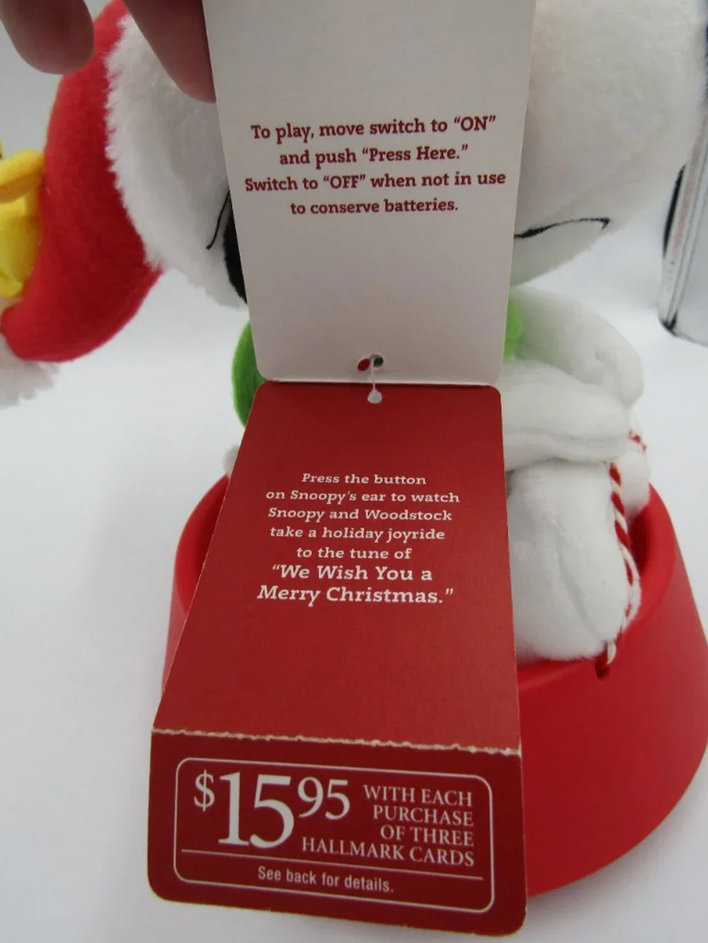 NWT Hallmark Sleddin' Snoopy 2012 Sound Music & Motion Peanuts Plush Woodstock